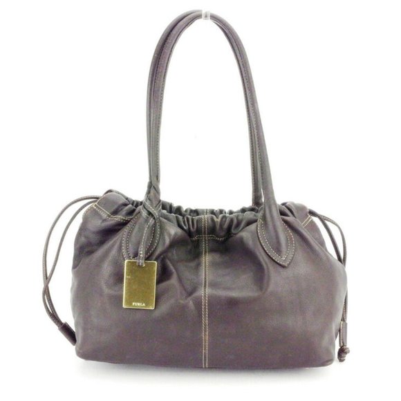 FURLA Tote Bag with plate tag leather Auth used D2083 - Picture 5 of 7